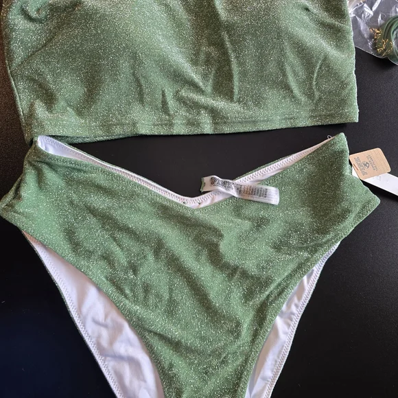 PINK Victoria's Secret Green Glitter Bikini - Picture 2 of 9